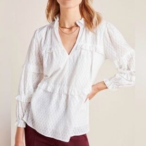 Anthropologie | Maeve | Angela Ruffled Peasant Blouse